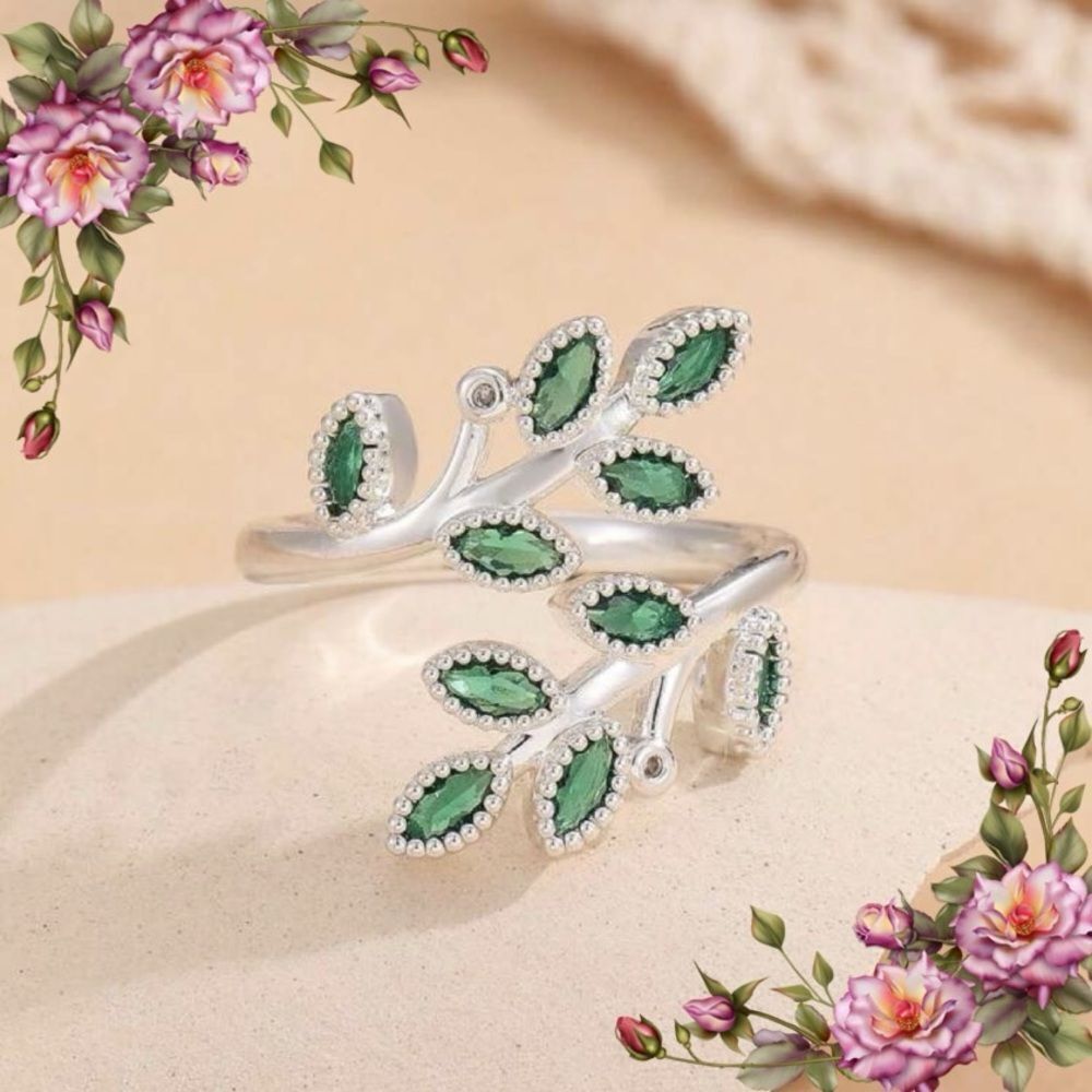 Leaf vine open adjustable ring‎